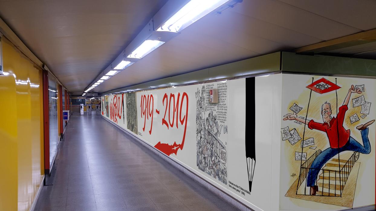 Antonio Mingote decora pasillos y andenes del Metro de Rubén Darío